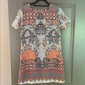 Patterned Short Sleeve Dress